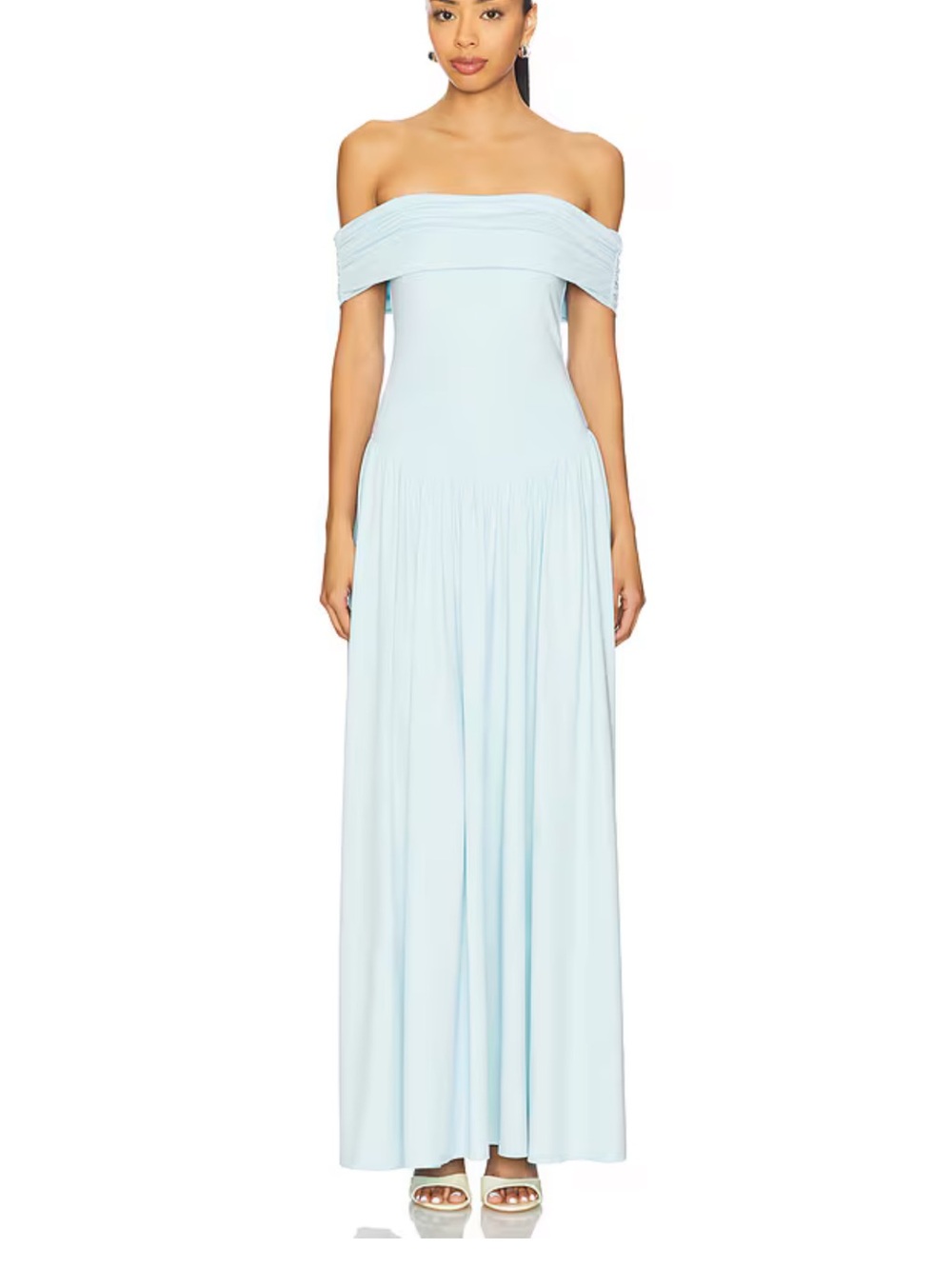 REVOLVE Off-the-Shoulder Pale Blue Maxi Gown